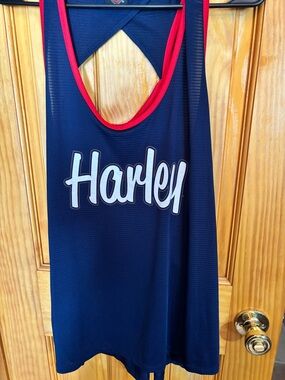 Harley Davidson Navy Athletic Tank with Red Trim
